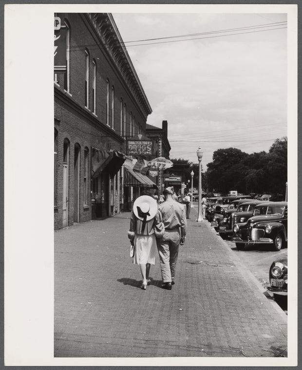 Soldier from Fort Benning and girlfriend on a street in Columbus, Georgia.