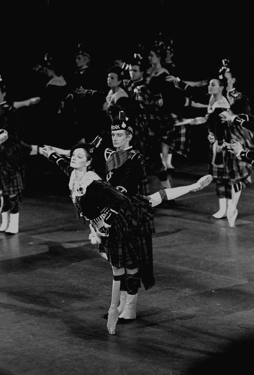 New York City Ballet production of "Union Jack" with Sara Leland and Bart Cook in Green Montgomerie tartan, choreography by George Balanchine (New York)
