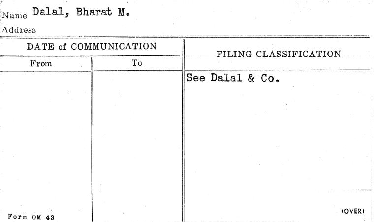 Dalal, Bharat M.