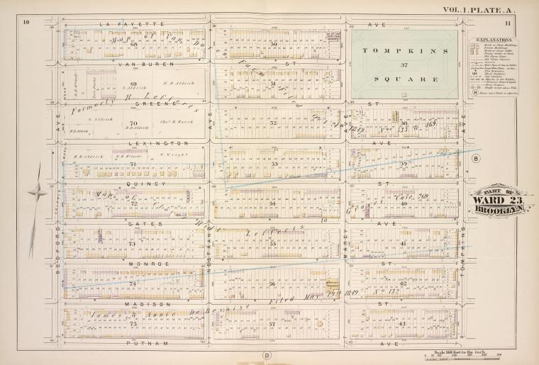 Map bounded by Lafayette Ave., Tompkins Ave., Putnam Ave., Bedford Ave.; Including Van Buren St., Greene St., Lexington Ave., Quincy St., Gates Ave., Monroe St., Madison St., Nostrand Ave., Marcy Ave.