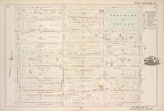 Map bounded by Lafayette Ave., Tompkins Ave., Putnam Ave., Bedford Ave.; Including Van Buren St., Greene St., Lexington Ave., Quincy St., Gates Ave., Monroe St., Madison St., Nostrand Ave., Marcy Ave.