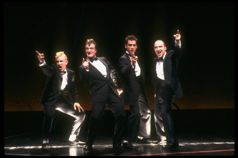 L-R) Actors Anthony La Paglia, Gerrit Graham, Adrian Paul & Dan Gerrity in a scene from the off-Broadway play "Bouncers." (New York)