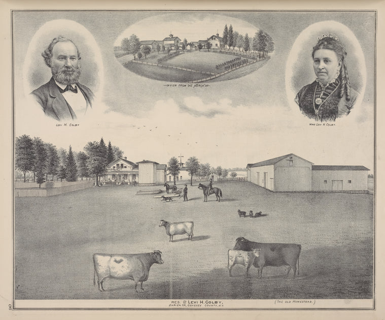 Levi H. Colby. ; View from the North ; Mrs. Levi H. Colby. ; Res. of Levi H. Colby, Darien TP., Genesee Co., N.Y.