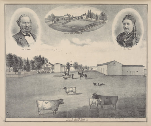 Levi H. Colby. ; View from the North ; Mrs. Levi H. Colby. ; Res. of Levi H. Colby, Darien TP., Genesee Co., N.Y.