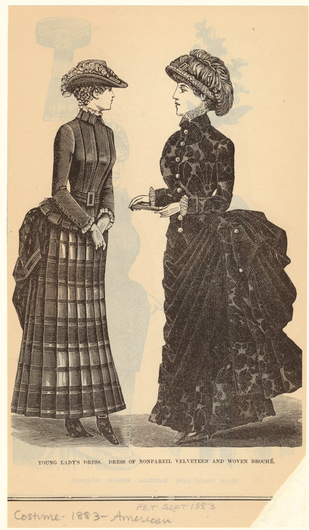 Young lady's dress ; Dress of nonpareil velveteen and woven broché