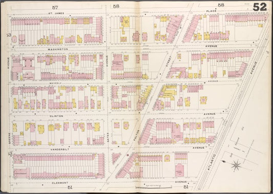 Brooklyn V. 2, Double Page Plate No. 52 [Map bounded by St. James Place., Atlantic Ave., Clermont Ave., Greene Ave.]