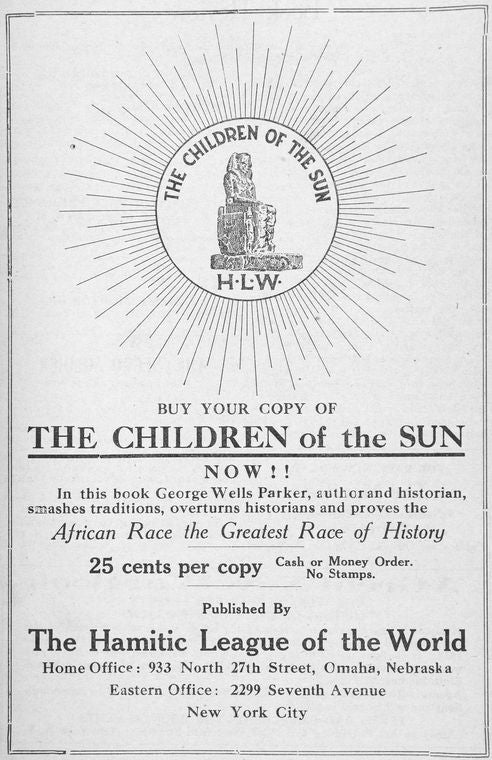 The Children of the Sun; Published by The Hamitic League of the World.