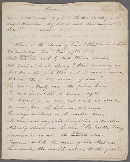 Holograph poem signed, "Time," December 1806