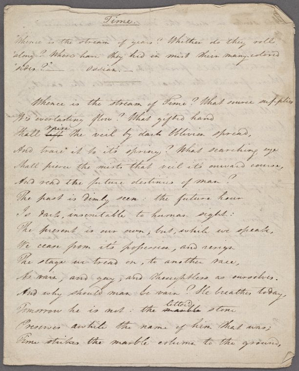 Holograph poem signed, "Time," December 1806