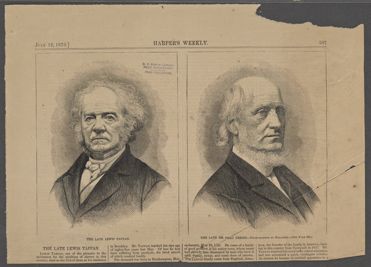 The late Lewis Tappan.  The late Dr. Isaac Ferris.--Photographed by Bogardus.--(See page 598.)