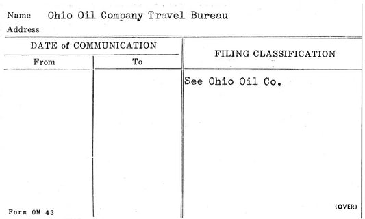 Ohio Oil Company Travel Bureau