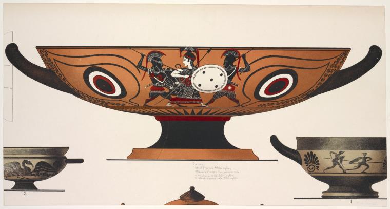 Athena between two warriors: black-figure Attic kylix