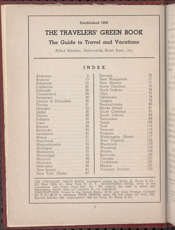 The Travelers' Green Book: 1960: Guide for Travel & Vacations