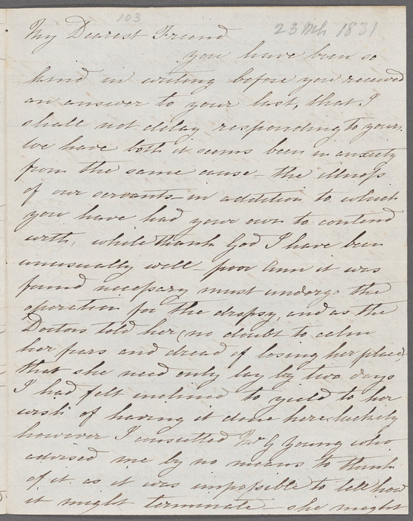 E. Dillon to Anna Maria Porter, autograph letter signed
