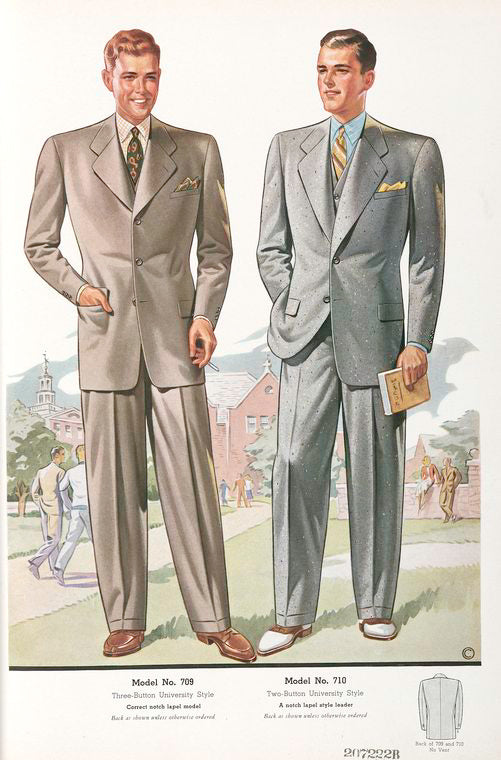 Model No. 709. Three-button university style; Model No. 710. Two-button university style.