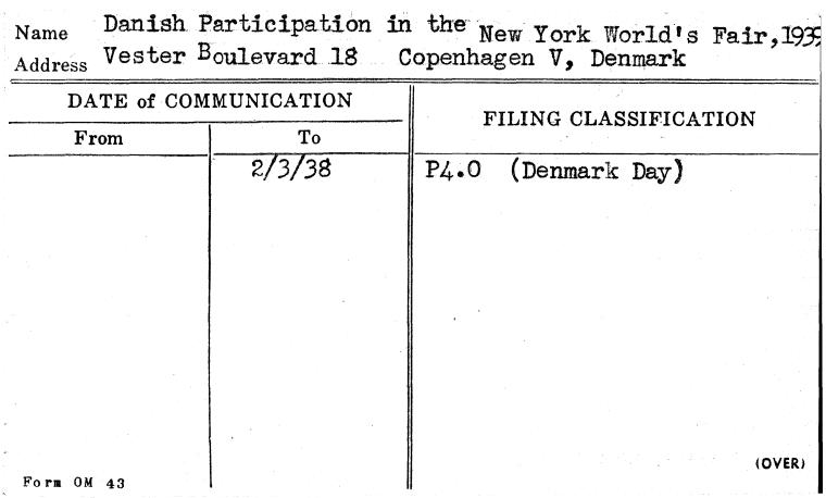 Danish Participation in the New York World's Fair, 1939