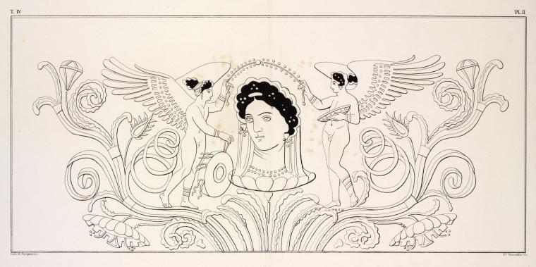 Venus rising from a calyx  between love hermaphrodites