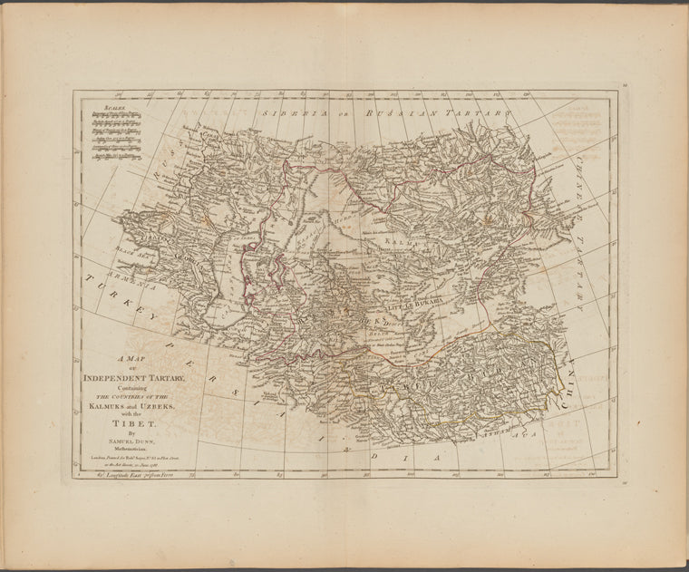 A map of independent Tartary, containing the countries of the Kalmuks and Uzbecks, with the Tibet