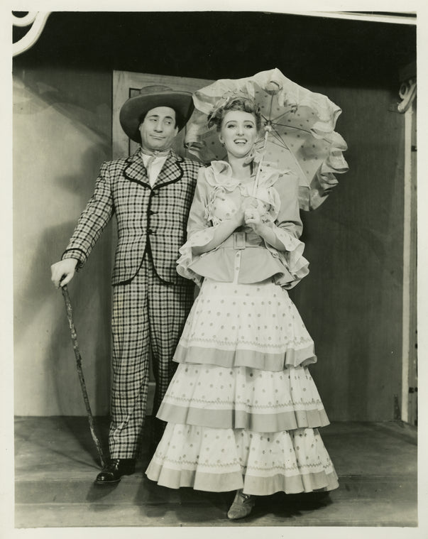 Joseph Buloff (Ali Hakim) and Celeste Holm (Ado Annie) in Oklahoma!