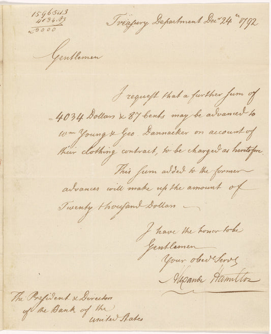 Letter to the President and Directors of the Bank of the United States