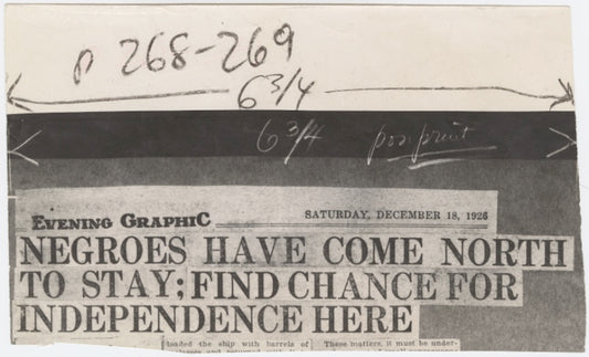 Negroes Have Come North to Stay: Find Chance for Independence Here." Evening Graphic headline of December 18, 1926.
