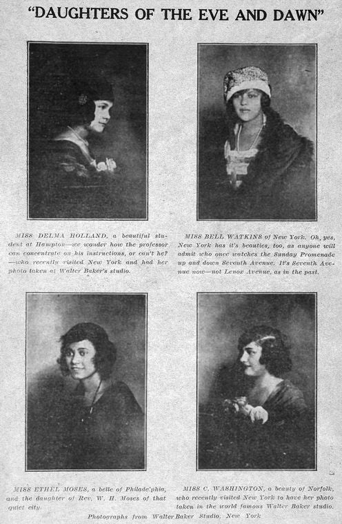 Daughters of the Eve and Dawn"; Miss Delma Holland; Miss Bell Watkins; Miss Ethel Moses; Miss C. Washington.
