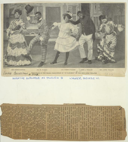 Hattie McIntosh, George W. Walker, Aida Overton Walker, Bert A. Williams, and Lottie Williams in the stage production In Dahomey