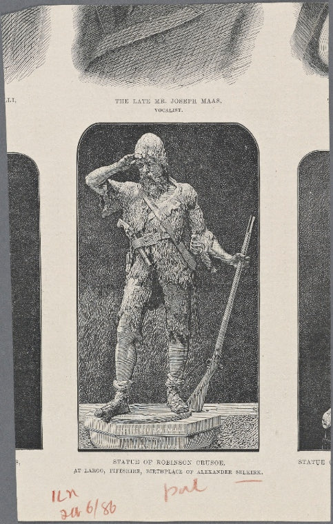 Statue of Robinson Crusoe, at Largo, Fifeshire, birthplace of Alexander Selkirk.