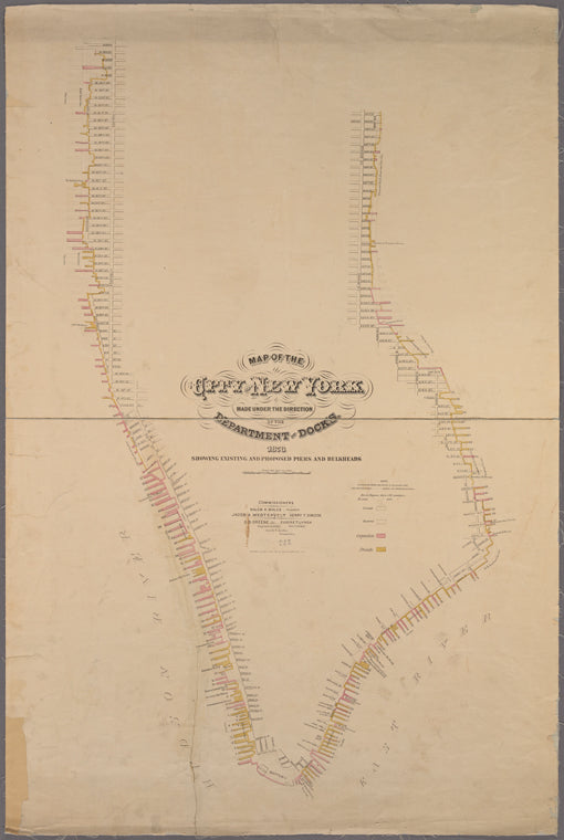 Map of the city of New York made under the direction of the Department of Docks : showing existing and proposed piers and bulkheads