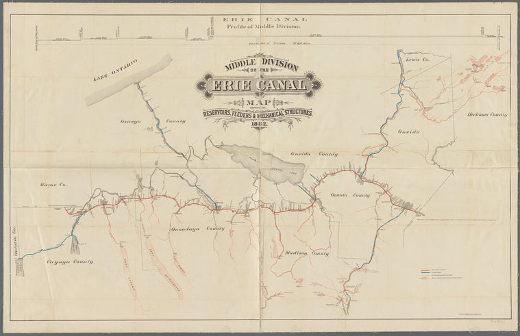 Middle division of the Erie Canal: map showing its reservoirs, feeders & mechanical structures