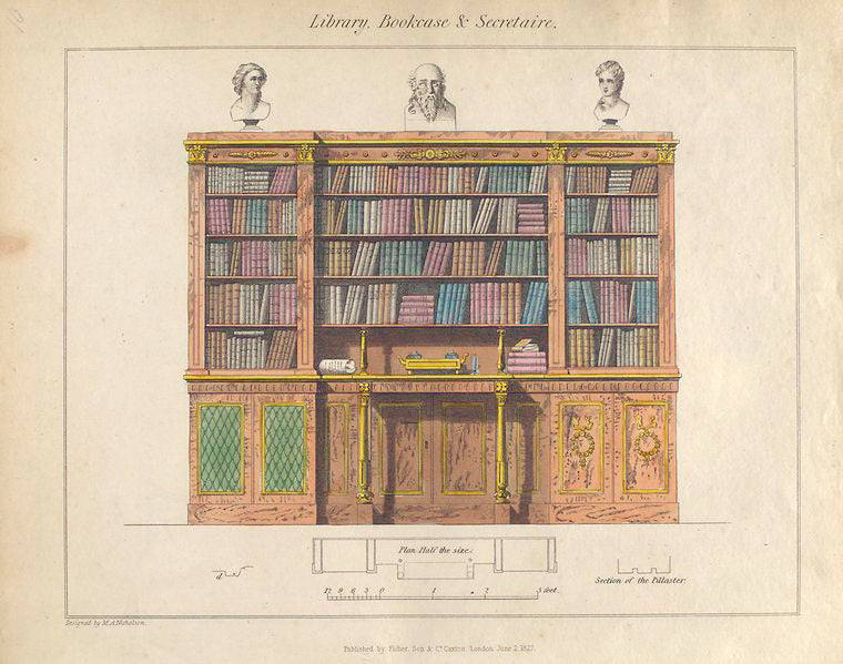 Library, bookcase & secretaire.