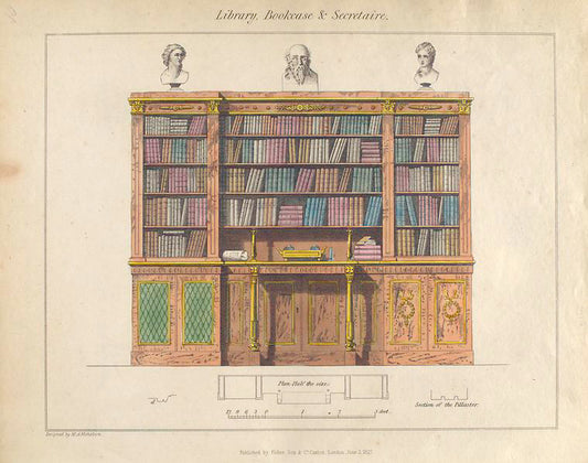 Library, bookcase & secretaire.