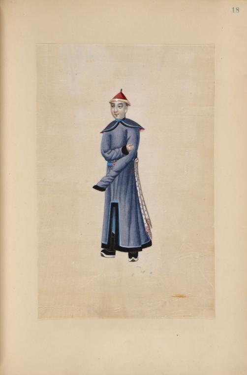 Man wearing lavender traditional gown with long sleeves