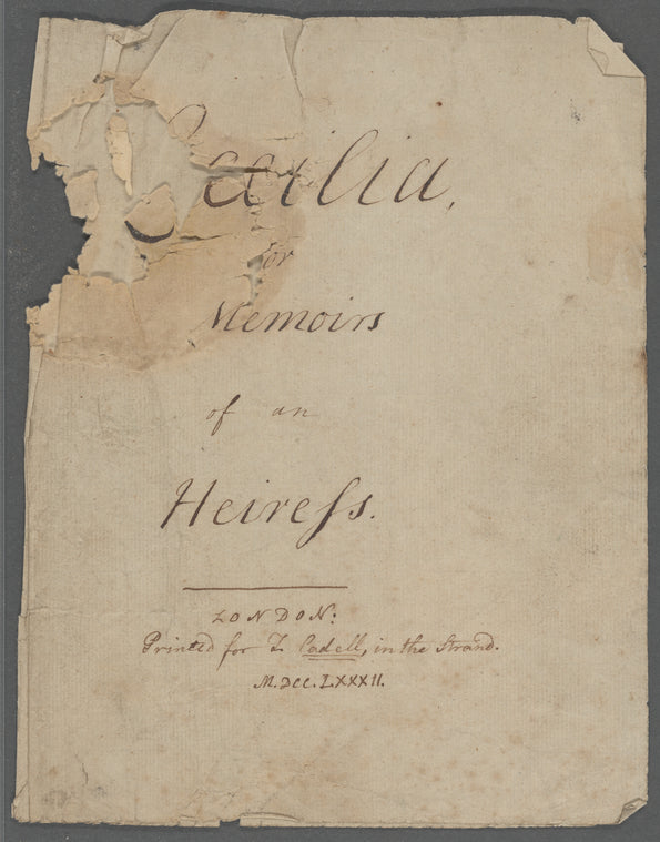 Cecilia;: or, Memoirs of an heiress. London: For T. Cadell, 1782