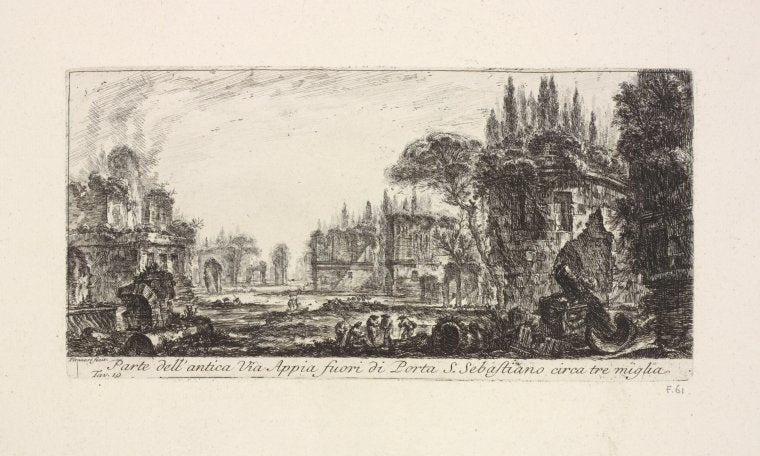 Parte dell'antica Via Appia fuori di Porta S. Sebastiano circa tre miglia.