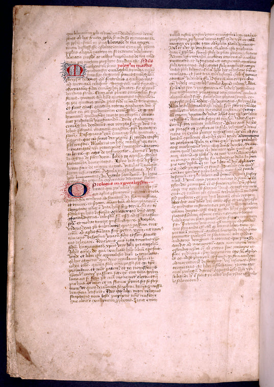 Second scribe, prologues for Matthew and Apocalypse. 3-line initials with penwork. Rubrics. Explicit
