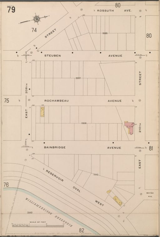 Bronx, V. 14, Plate No. 79 [Map bounded by Kossuth Ave., E. 210th St., Reservoir Oval West, E. 208th St.]