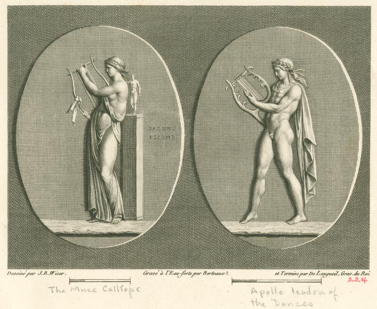 Terpsichore, or Erato, and Apollo, both with lyres