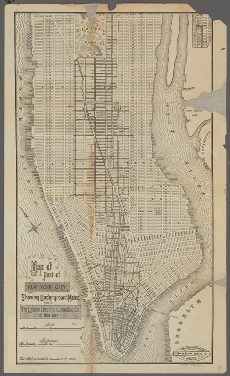 Map of part of New York City: showing underground mains of the Edison Electric Illuminating Co. of New York