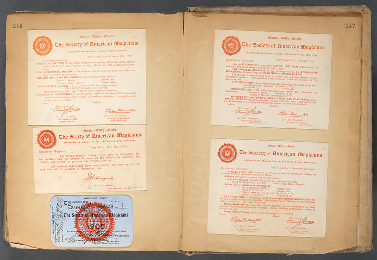 Membership card and Society of American Magicians documents