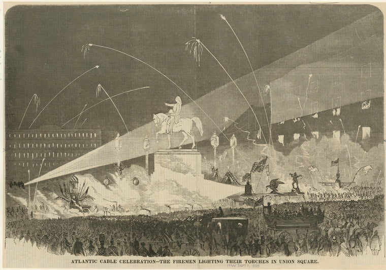 Atlantic cable celebration - the firemen lighting their torches in Union Square