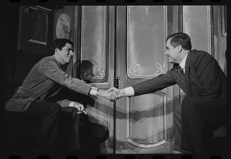 Bert Convy and Edward Winter in the stage production Cabaret