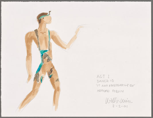 Dancin' With Gershwin: Costume sketch and fabric swatches for Act I, Dance 10 "It Ain't Necessarily So" (Hernan Piquin)