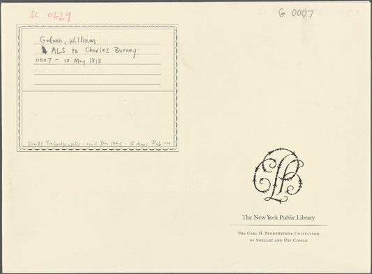 Autograph letter signed to Charles Burney, 10 May 1813