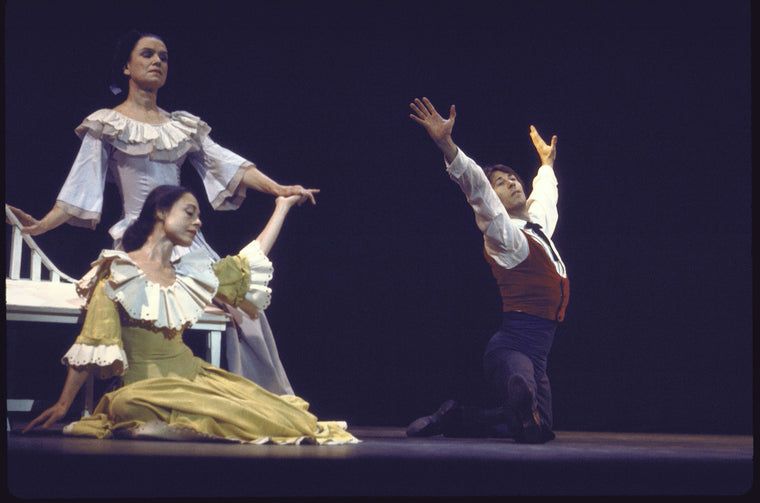 Martha Graham Dance Company production of "Letter to the World" with Pearl Lang (in yellow), Jean Erdman and William Carter, choreography by Martha Graham