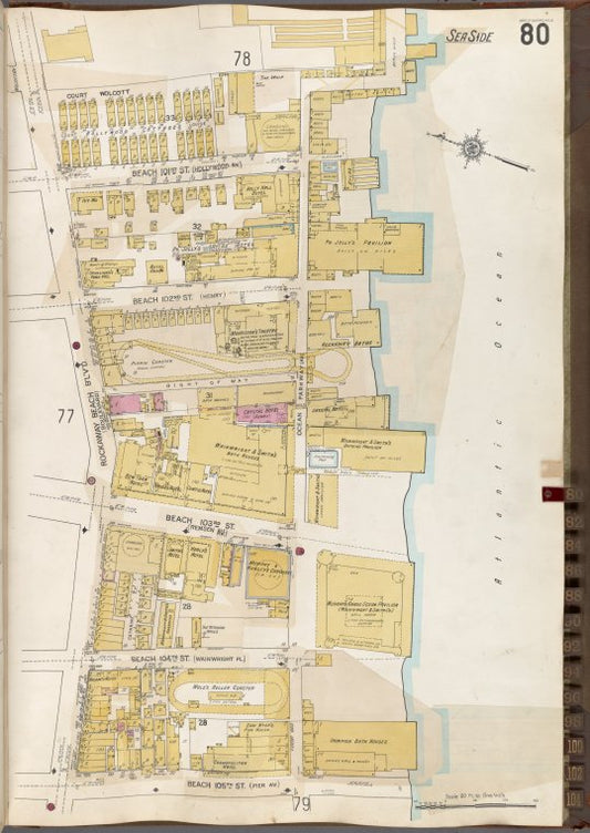 Queens V. 8, Plate No. 80 [Map bounded by Atlantic Ocean, Beach 105th St., Rockaway Beach Blvd.]
