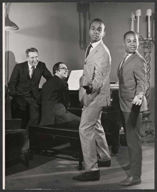 Burgess Meredith [left] and unidentified others in the stage production Kicks and Co