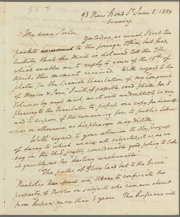 John Ranking to Robert Ker Porter, autograph letter signed