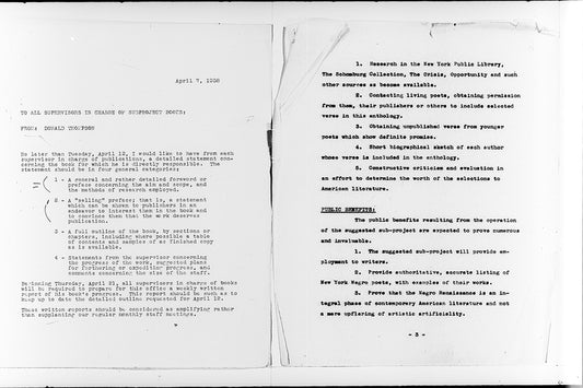 Letter “To All Supervisors in Carge of Subproject Books” from Donald Thompson