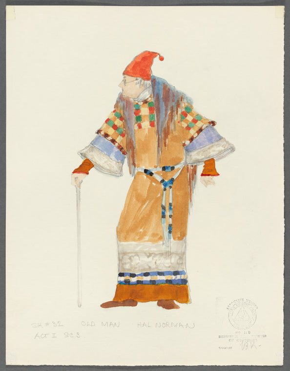 Goodtime Charley: Costume sketch for Old Man, Act I Sc 3 (Hal Norman)